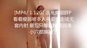 [MP4/ 1.12G] 漂亮美眉群P 看着瘦弱被多人多姿势连续无套内射 最后只能靠精液润滑 小穴都操肿了