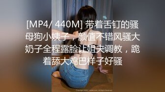 [MP4/ 440M] 带着舌钉的骚母狗小姨子，颜值不错风骚大奶子全程露脸让姐夫调教，跪着舔大鸡巴样子好骚